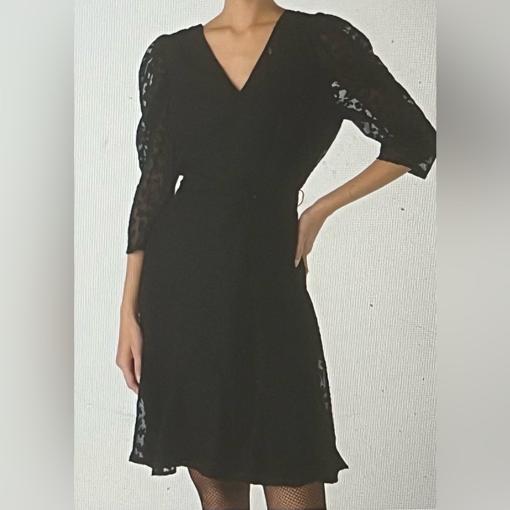 NWT Karl Lagerfeld Black Burnout Logo Print Dress. Size 14